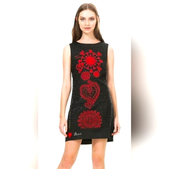 Desigual Sparkling Heart Accents Scarlett Dress EUR 24 - Picture 1 of 11